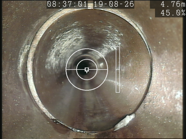 Still frame from an ARPCO CCTV pipeline inspection showing the internal condition of a sewer line
